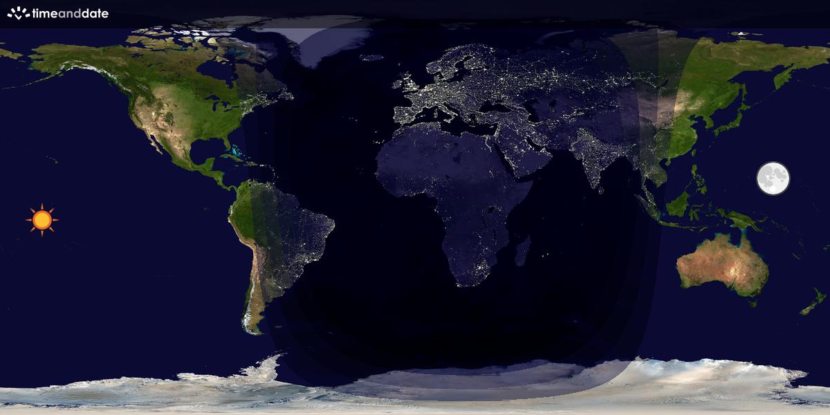 Verdenskart som viser dag og natt 