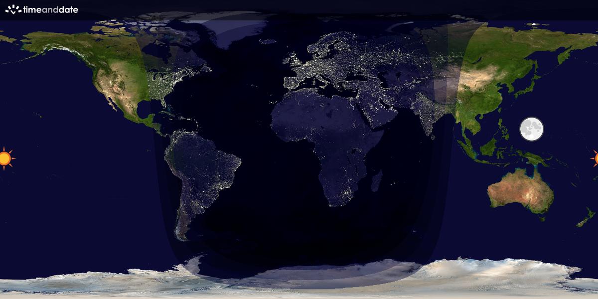 Verdenskart som viser dag og natt 