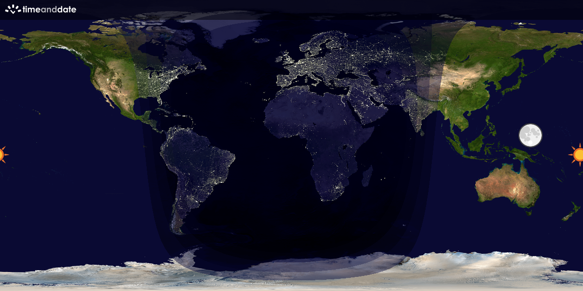 Verdenskart som viser dag og natt 