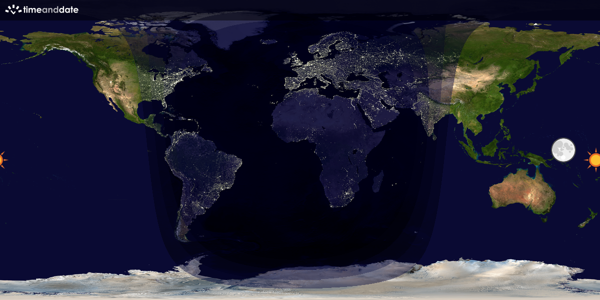 Verdenskart som viser dag og natt 