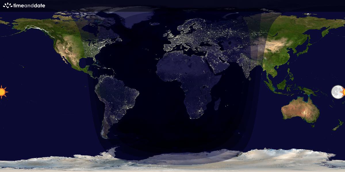 Verdenskart som viser dag og natt 