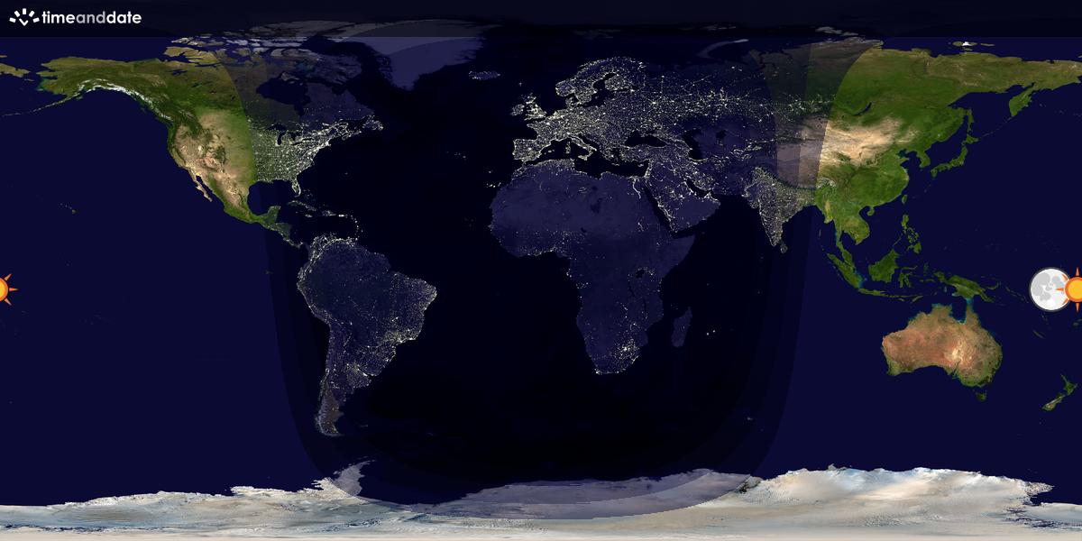 Verdenskart som viser dag og natt 