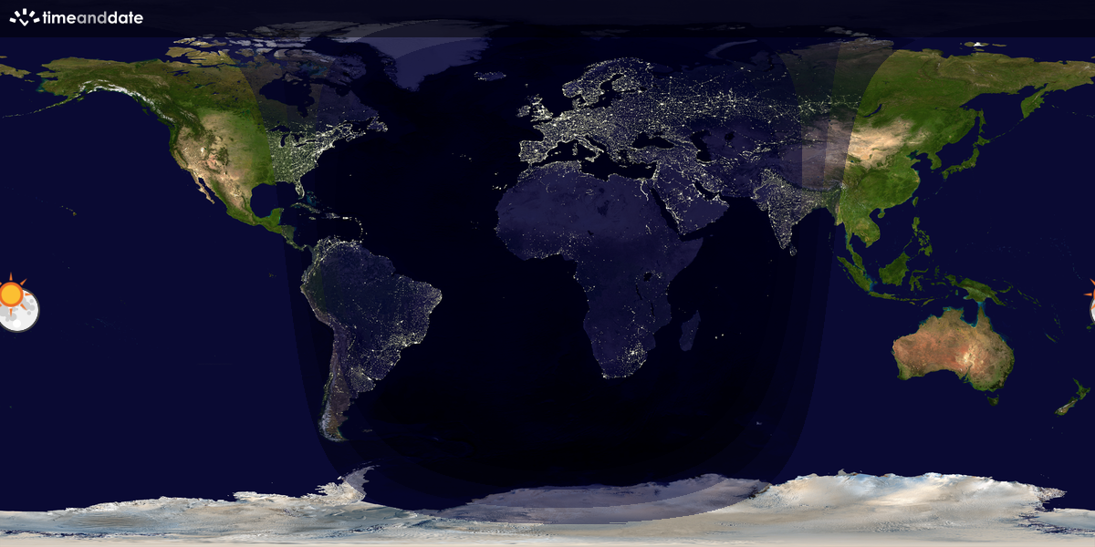 Verdenskart som viser dag og natt 