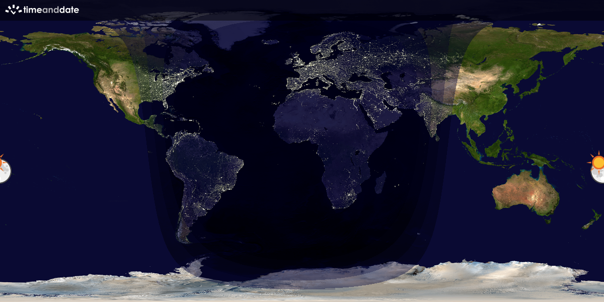 Verdenskart som viser dag og natt 