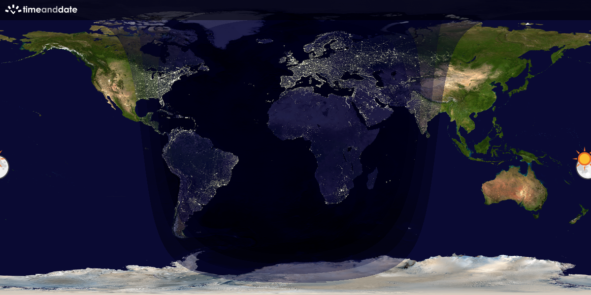 Verdenskart som viser dag og natt 