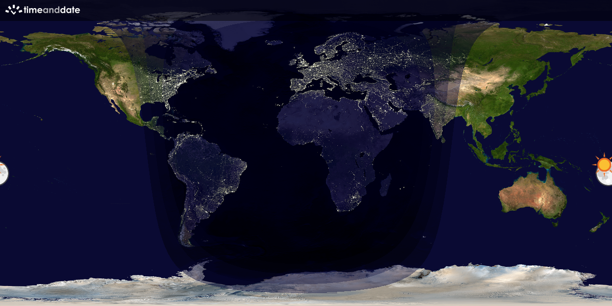 Verdenskart som viser dag og natt 