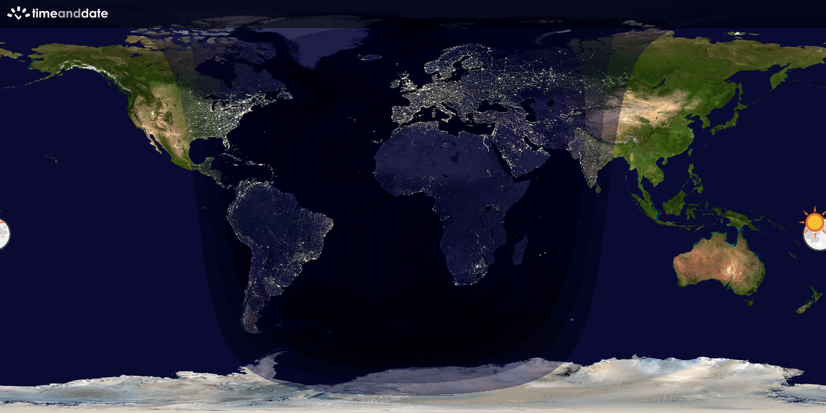 Verdenskart som viser dag og natt 
