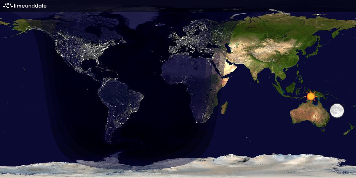 Verdenskart som viser dag og natt 