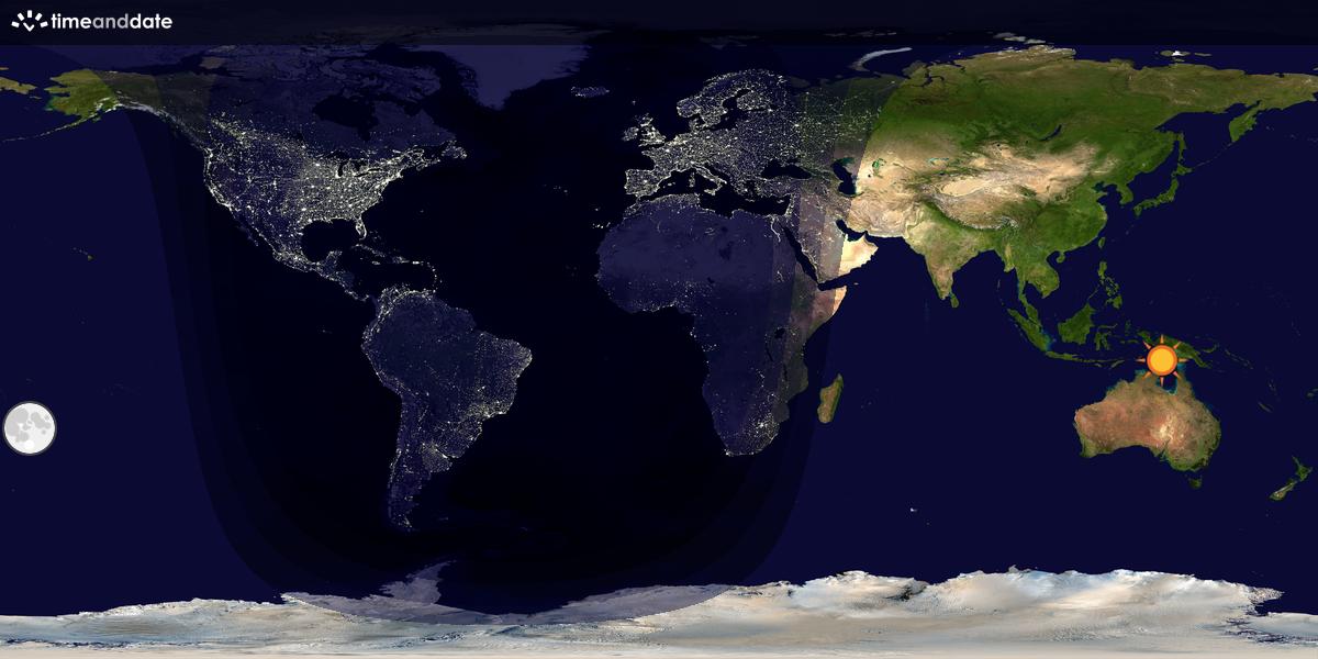 Verdenskart som viser dag og natt 