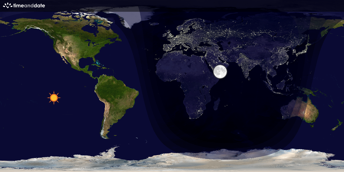 Verdenskart som viser dag og natt 