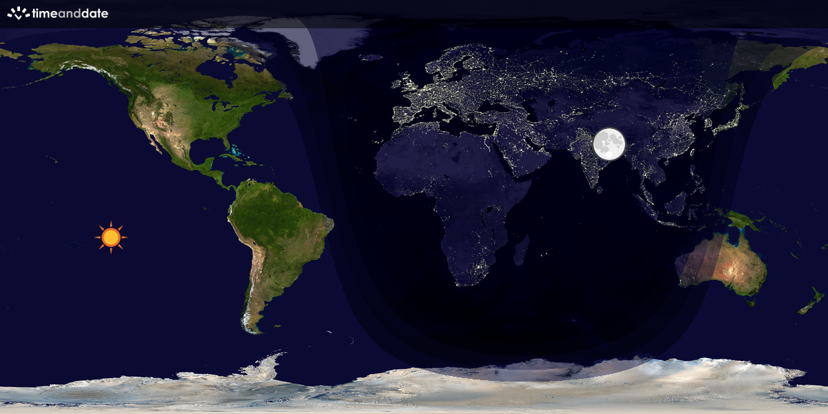 Verdenskart som viser dag og natt 