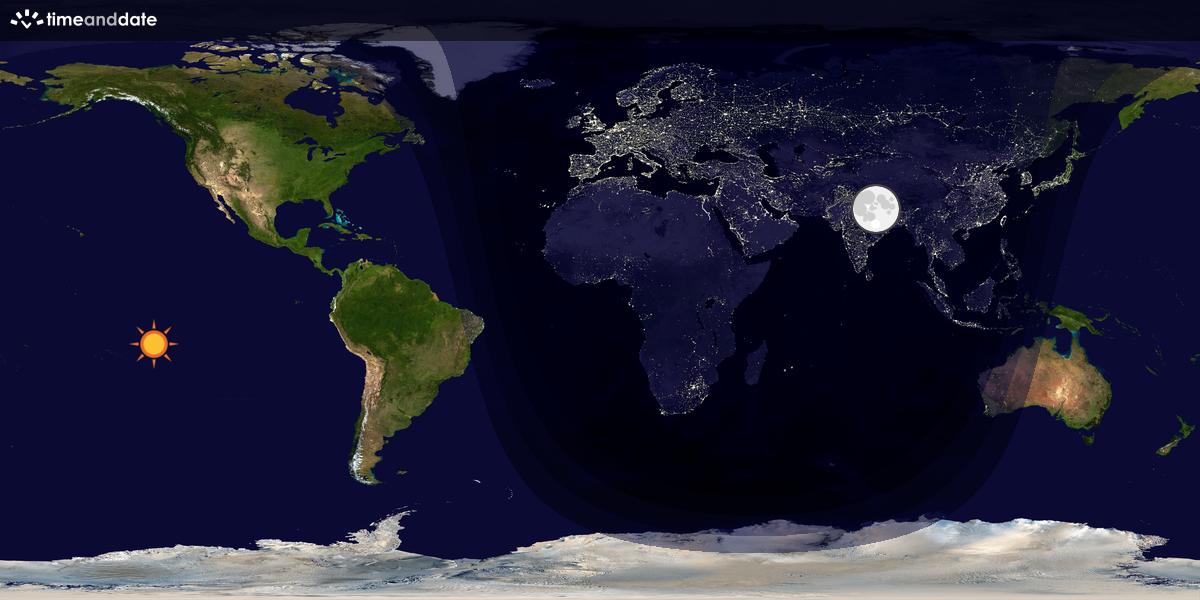 Verdenskart som viser dag og natt 