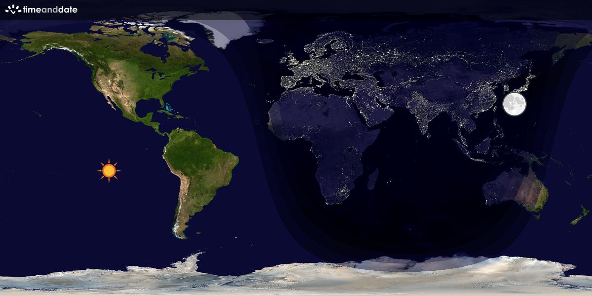 Verdenskart som viser dag og natt 