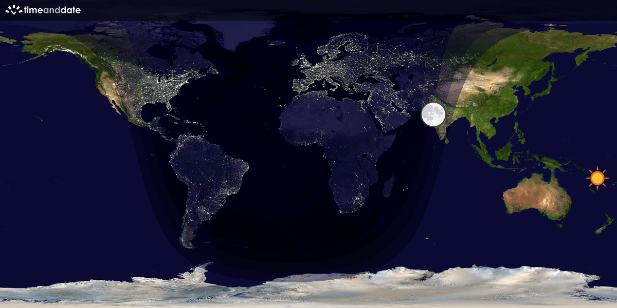 Verdenskart som viser dag og natt 