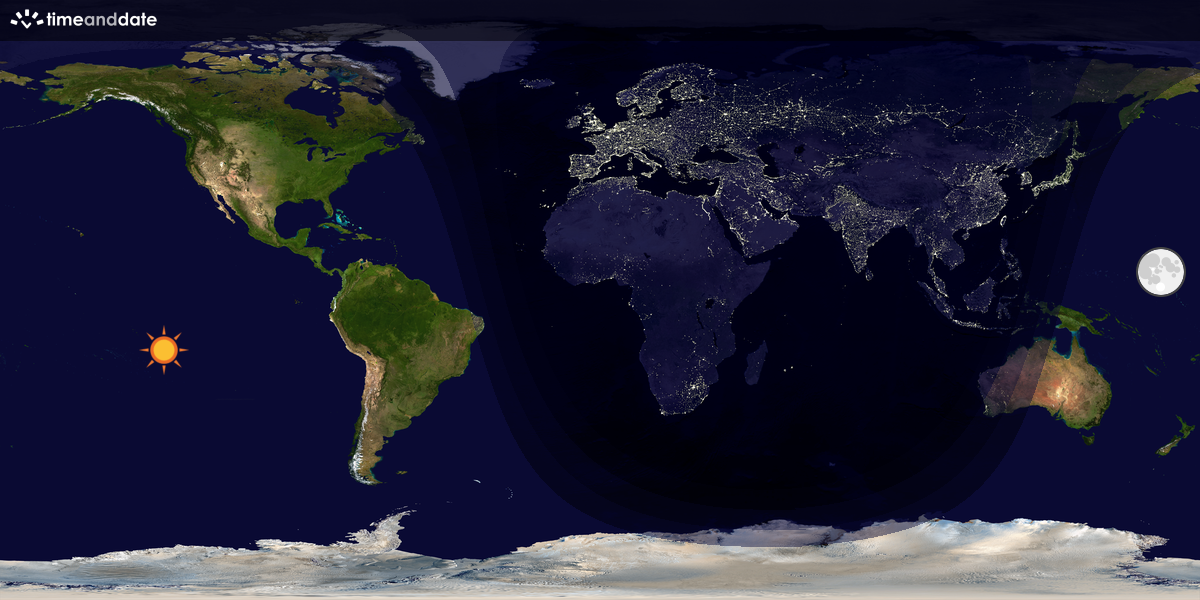Verdenskart som viser dag og natt 