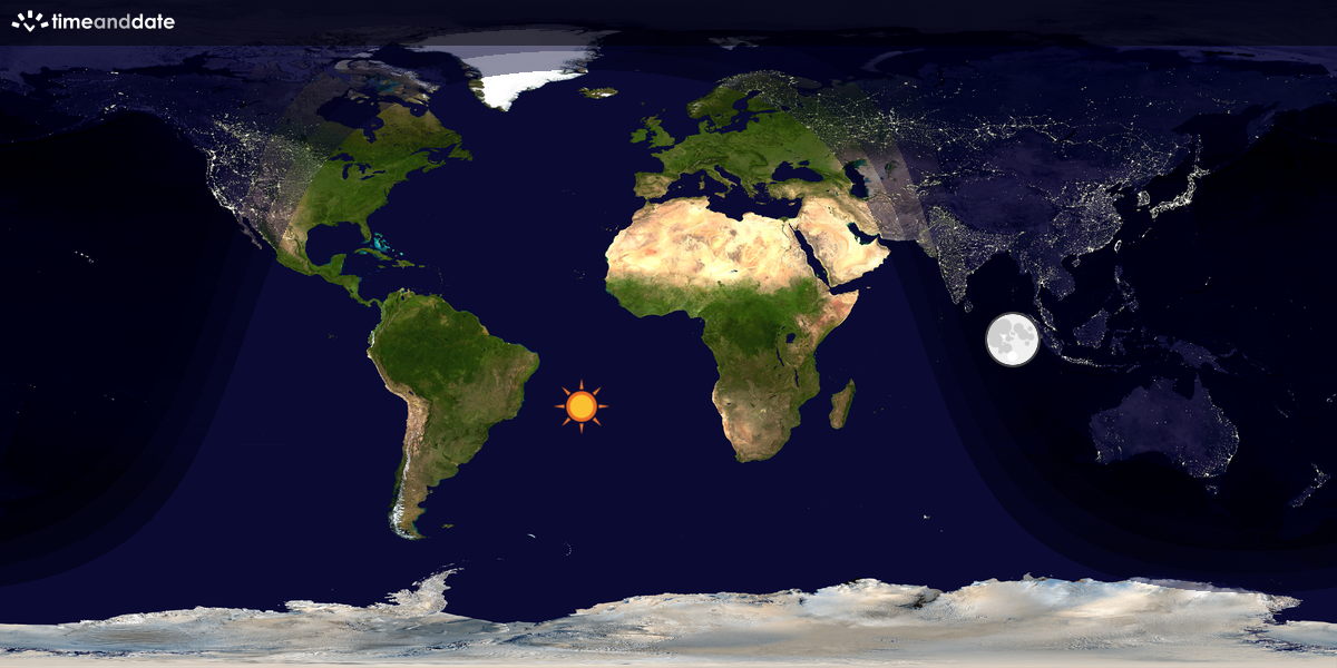 Verdenskart som viser dag og natt 
