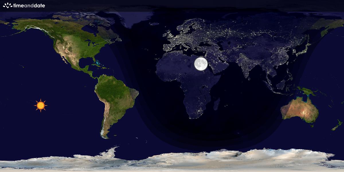 Verdenskart som viser dag og natt 