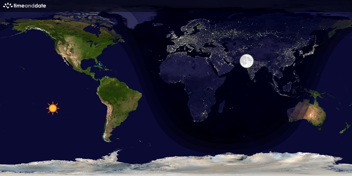 Verdenskart som viser dag og natt 