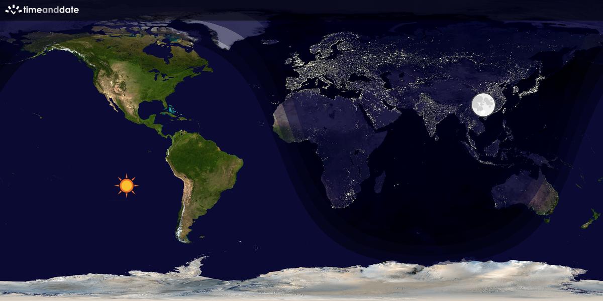 Verdenskart som viser dag og natt 