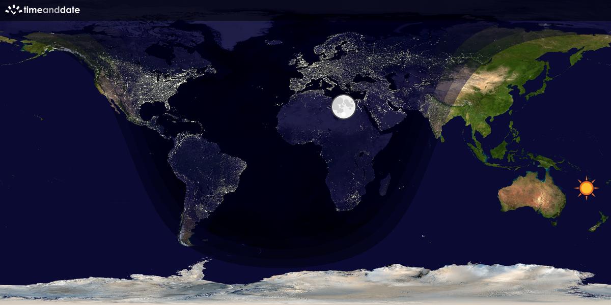 Verdenskart som viser dag og natt 
