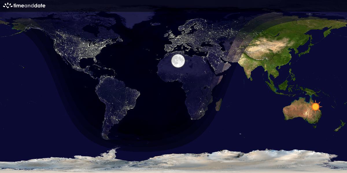 Verdenskart som viser dag og natt 