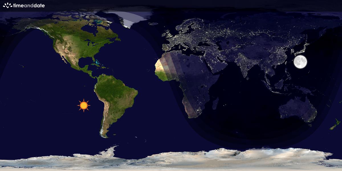 Verdenskart som viser dag og natt 