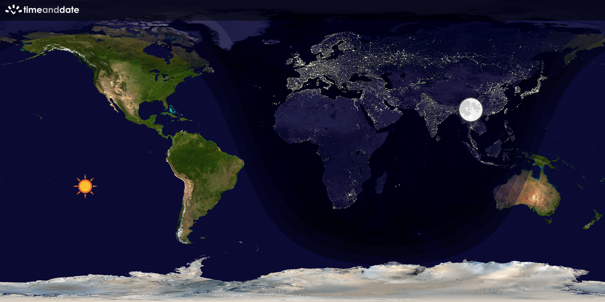 Verdenskart som viser dag og natt 