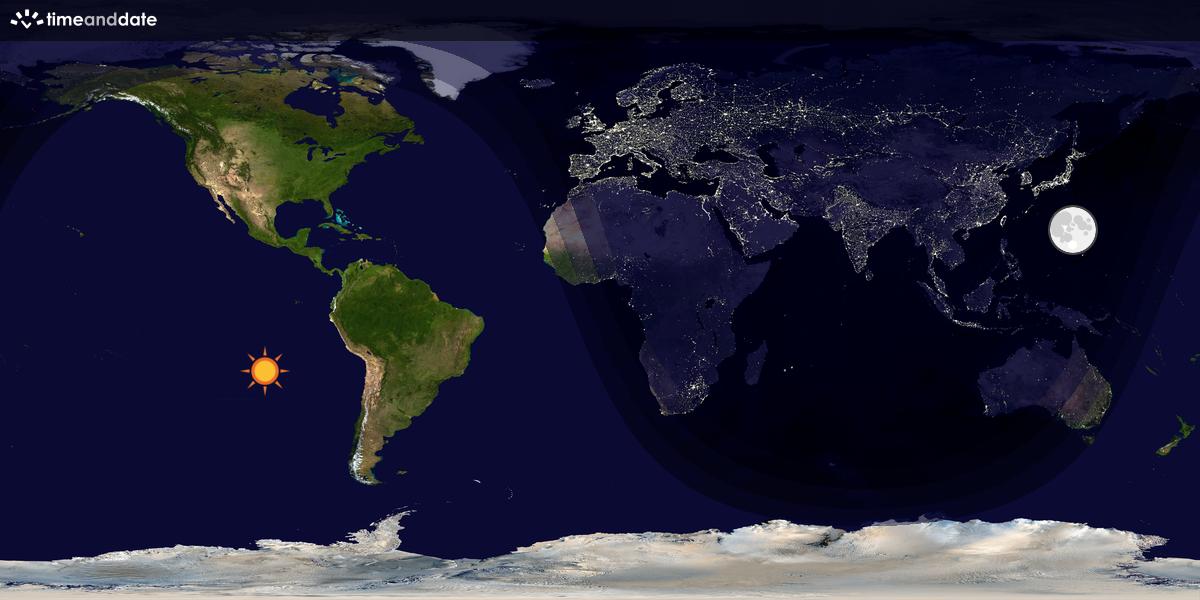 Verdenskart som viser dag og natt 