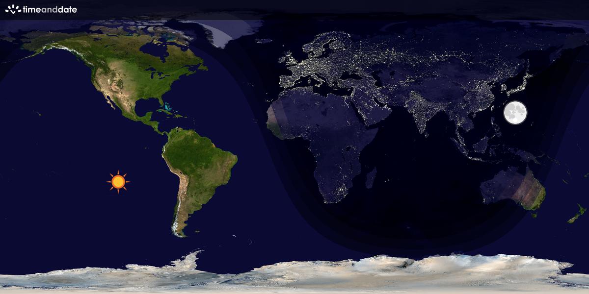 Verdenskart som viser dag og natt 