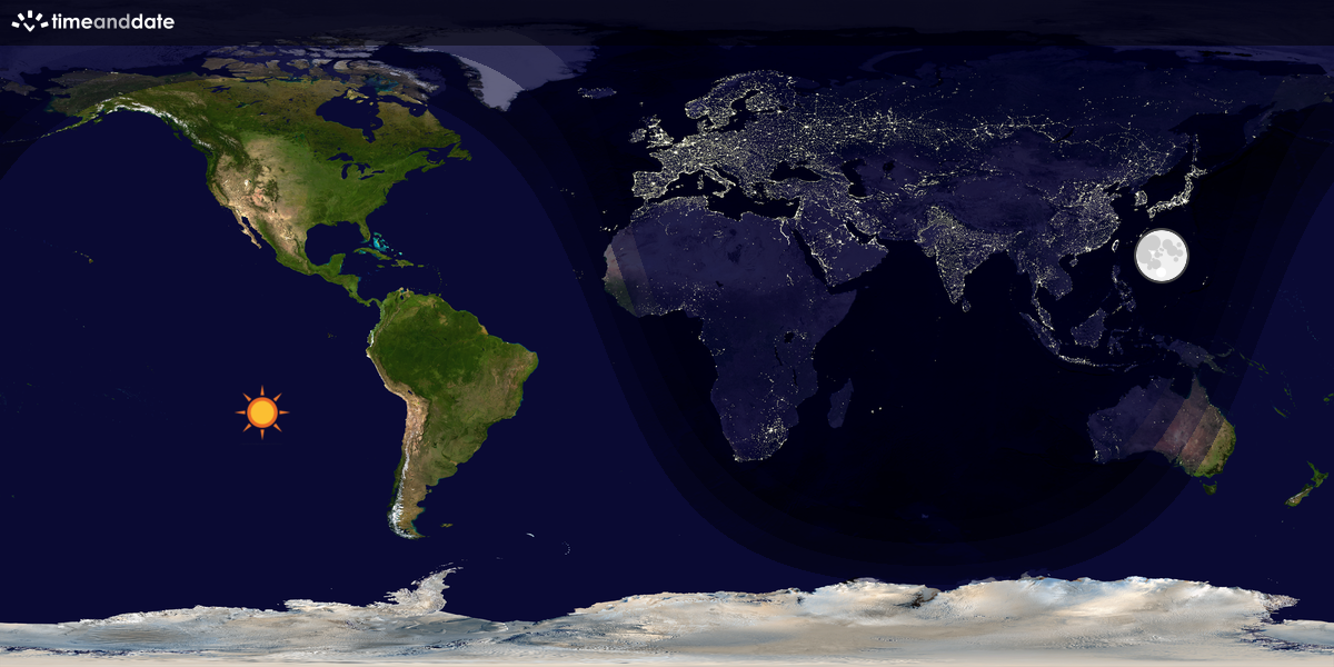 Verdenskart som viser dag og natt 