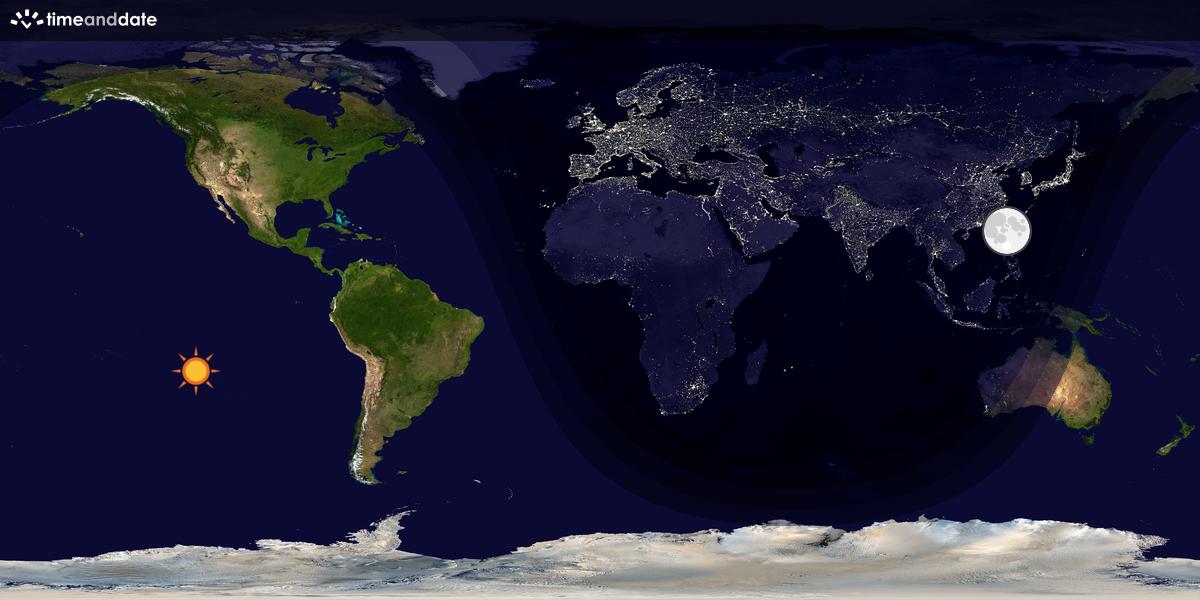 Verdenskart som viser dag og natt 