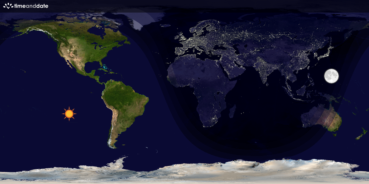 Verdenskart som viser dag og natt 
