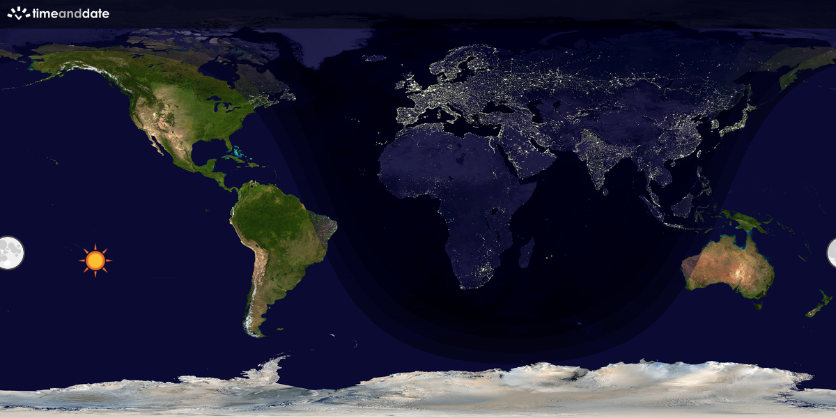 Verdenskart som viser dag og natt 