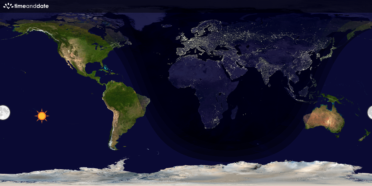 Verdenskart som viser dag og natt 
