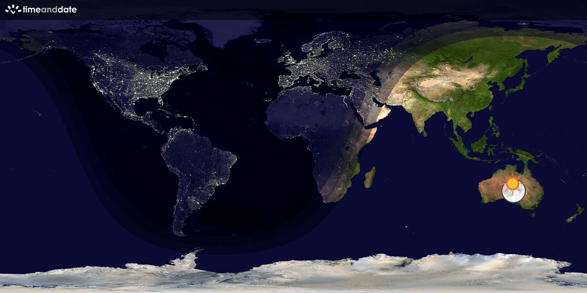 Verdenskart som viser dag og natt 