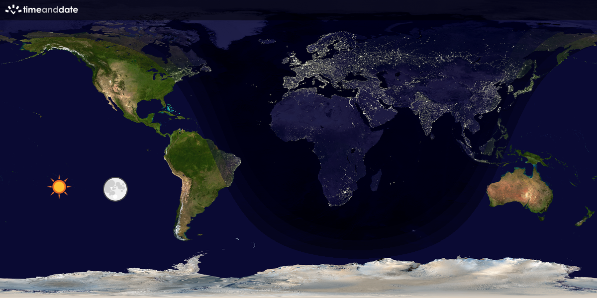 Verdenskart som viser dag og natt 