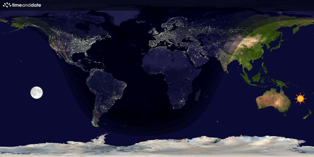 Verdenskart som viser dag og natt 