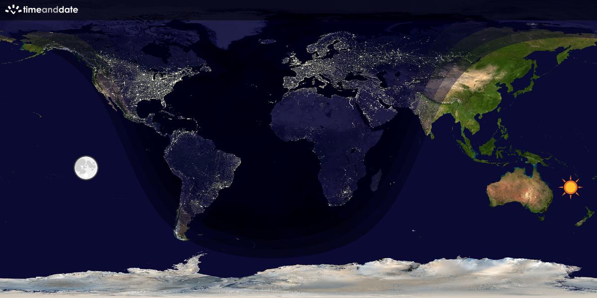 Verdenskart som viser dag og natt 