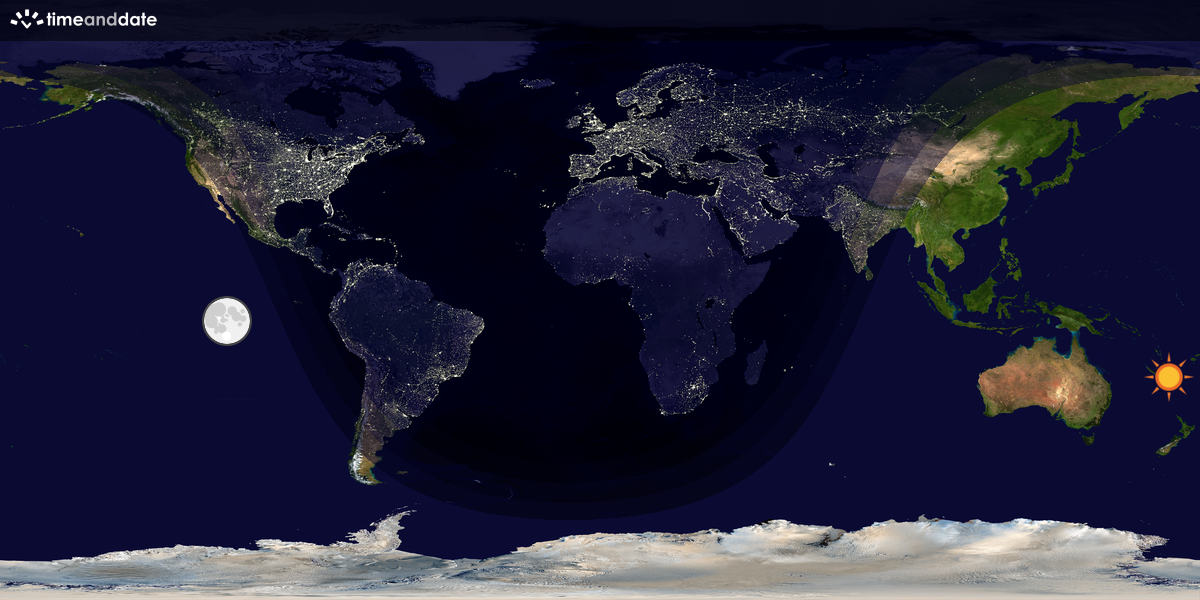 Verdenskart som viser dag og natt 