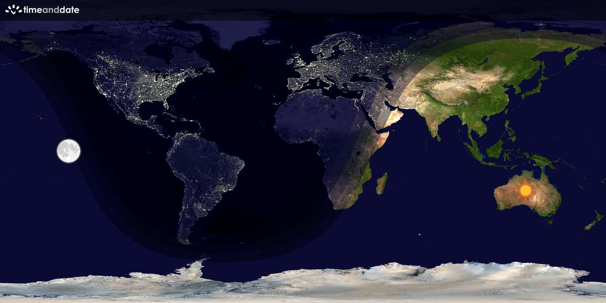 Verdenskart som viser dag og natt 