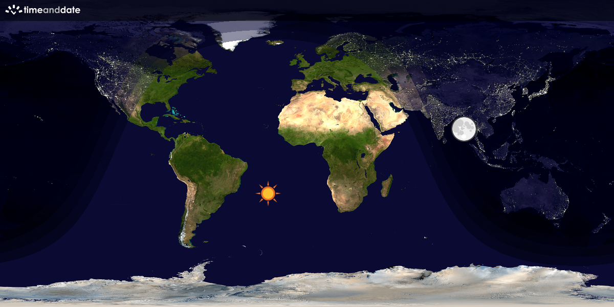 Verdenskart som viser dag og natt 