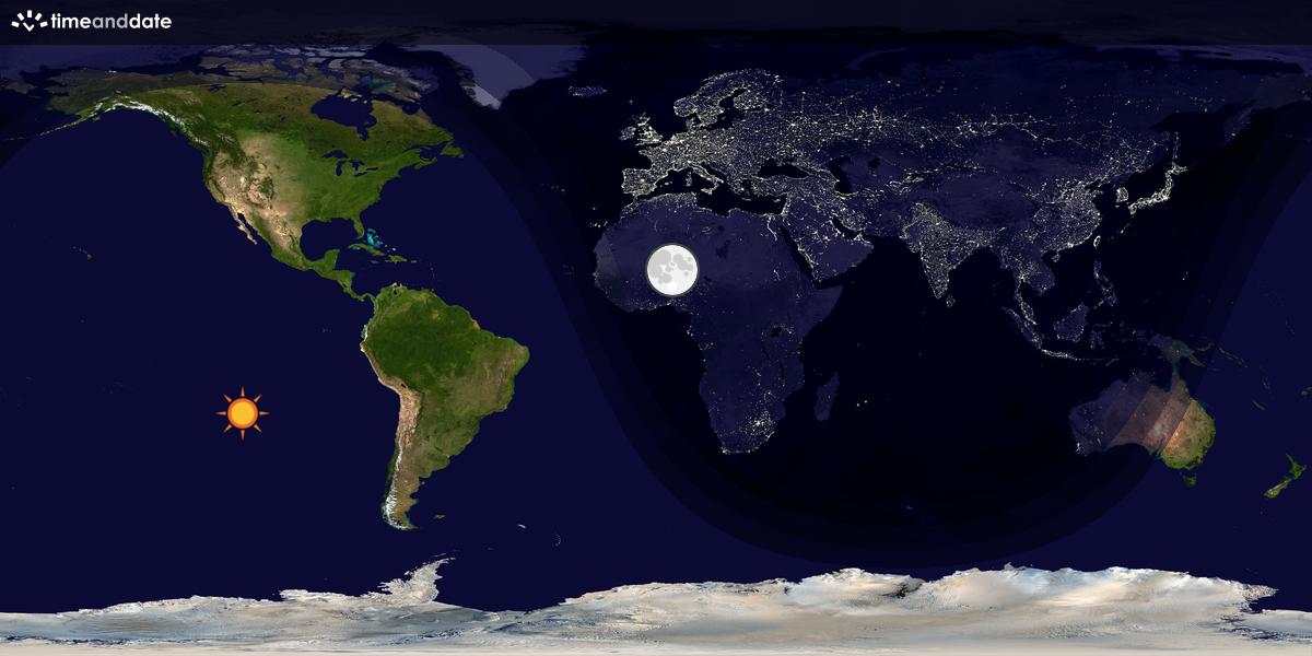 Verdenskart som viser dag og natt 