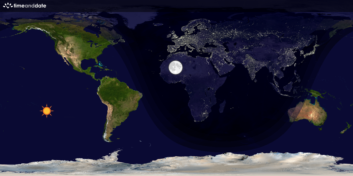 Verdenskart som viser dag og natt 