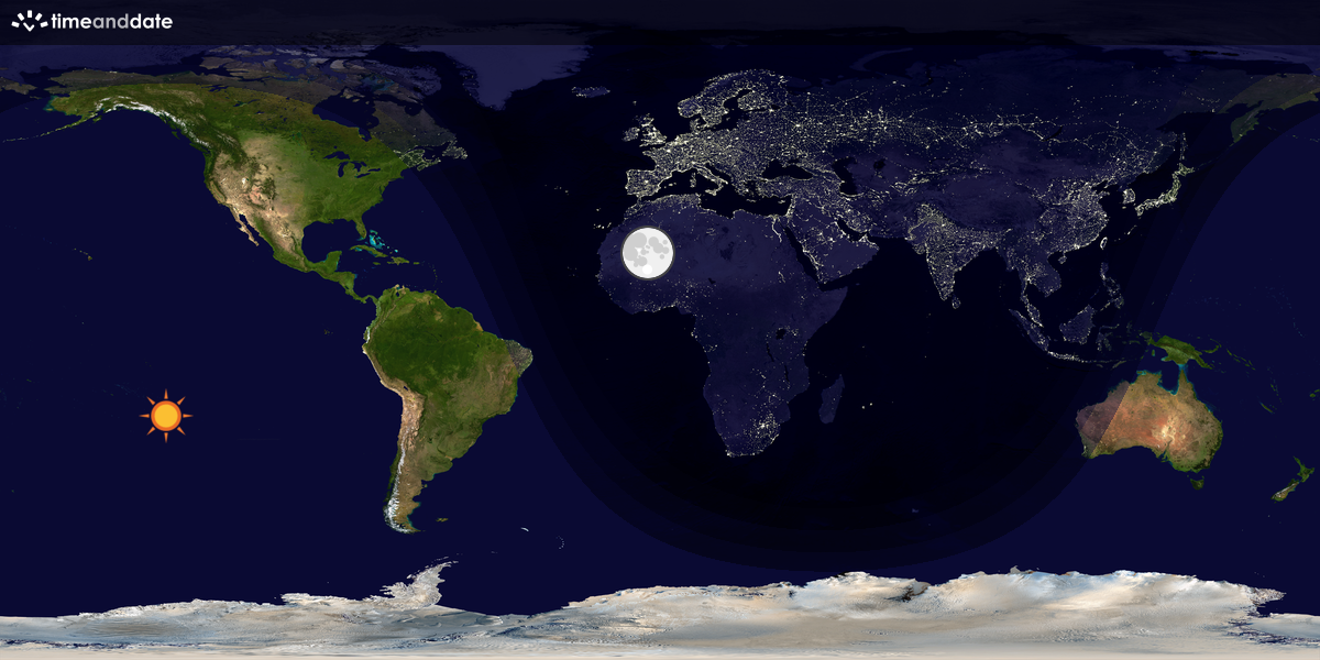 Verdenskart som viser dag og natt 