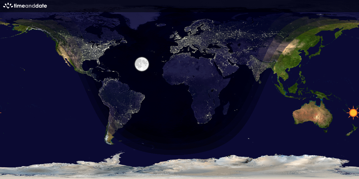 Verdenskart som viser dag og natt 