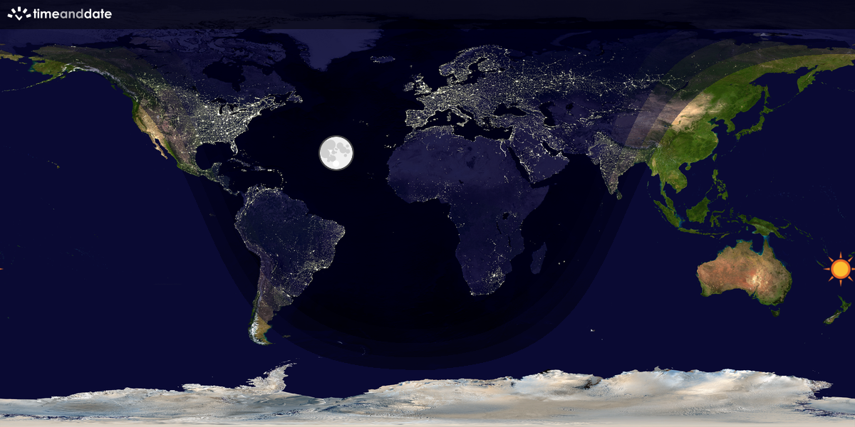 Verdenskart som viser dag og natt 