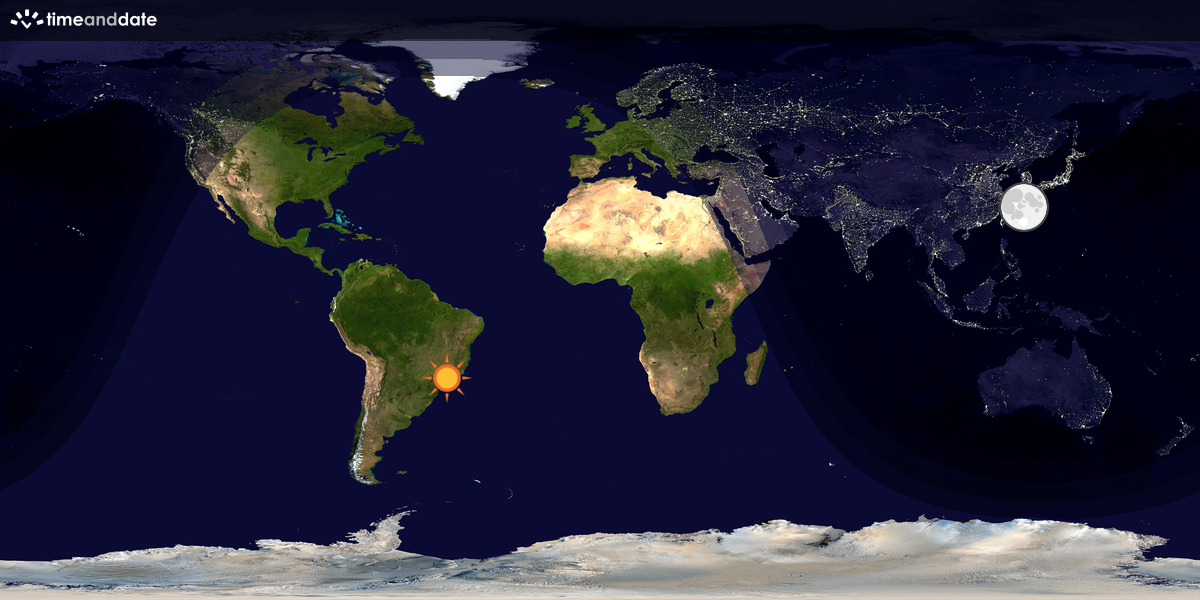 Verdenskart som viser dag og natt 