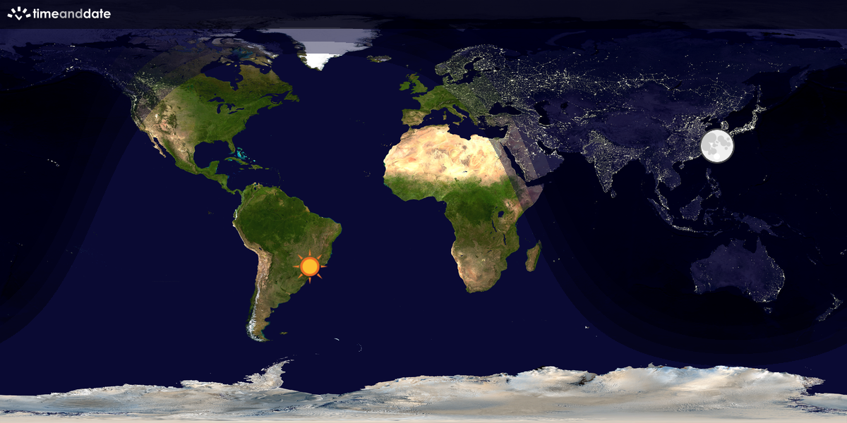 Verdenskart som viser dag og natt 