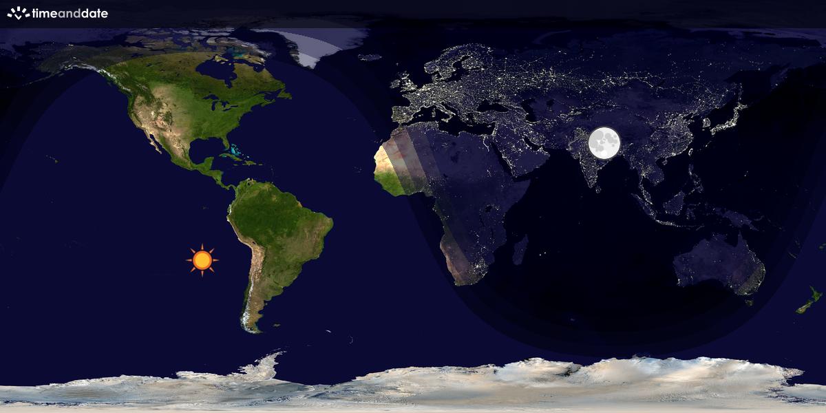 Verdenskart som viser dag og natt 