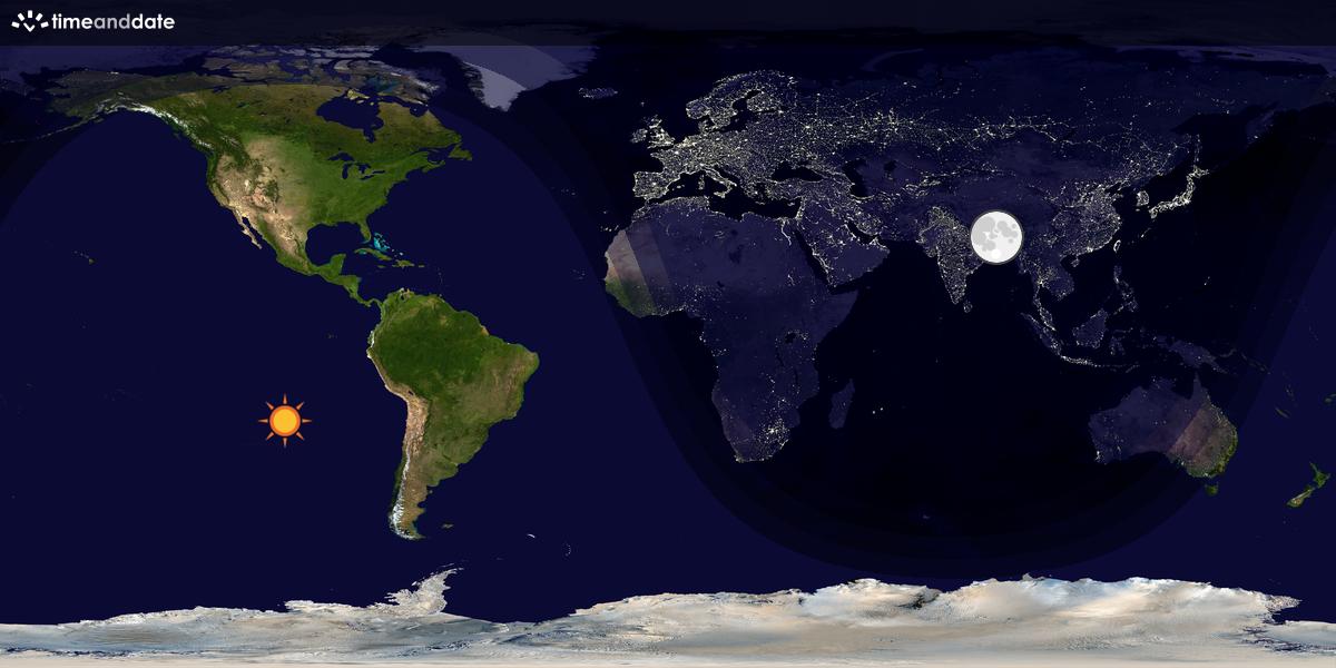 Verdenskart som viser dag og natt 